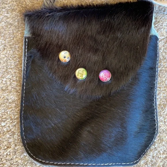 Cowhide leather with fur purse handbag - Picture 4 of 12